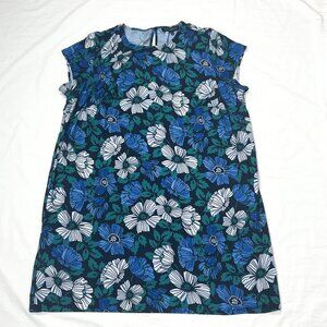 Eloquii Size 18 Black Dark Floral Casual Dress Crew Neck Cap Sleeves Style 3058